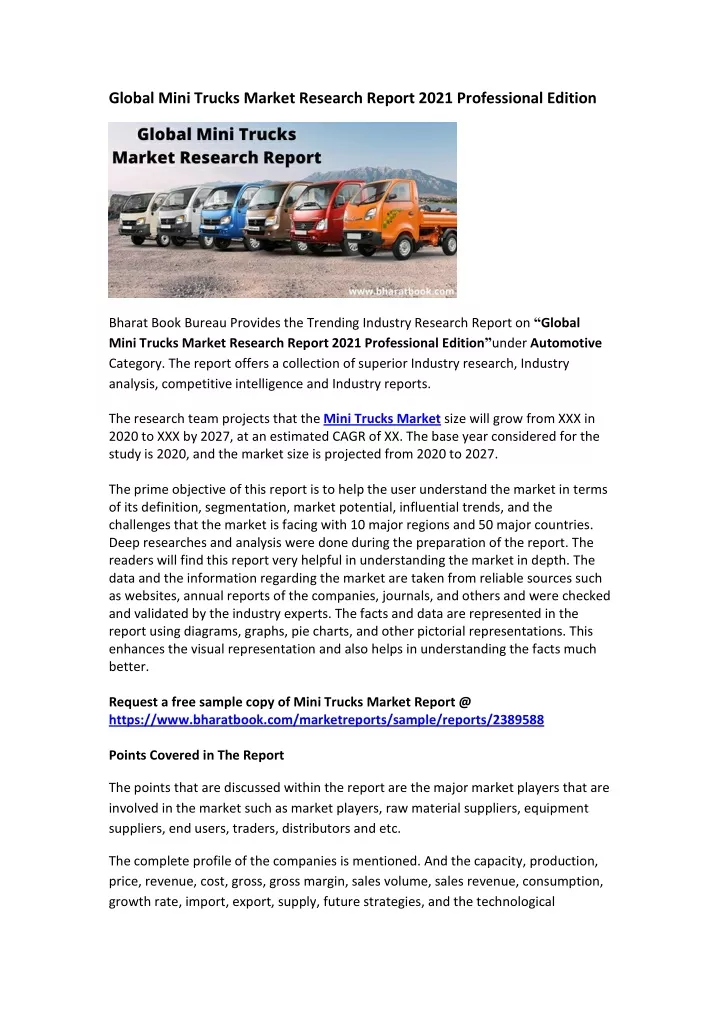 global mini trucks market research report 2021