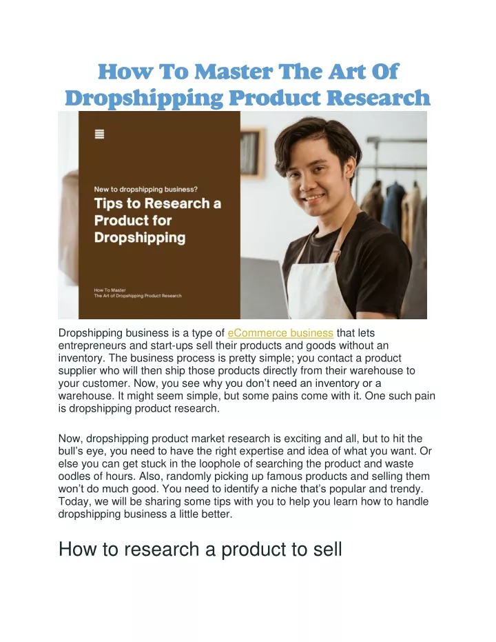 how to master the art of dropshipping product