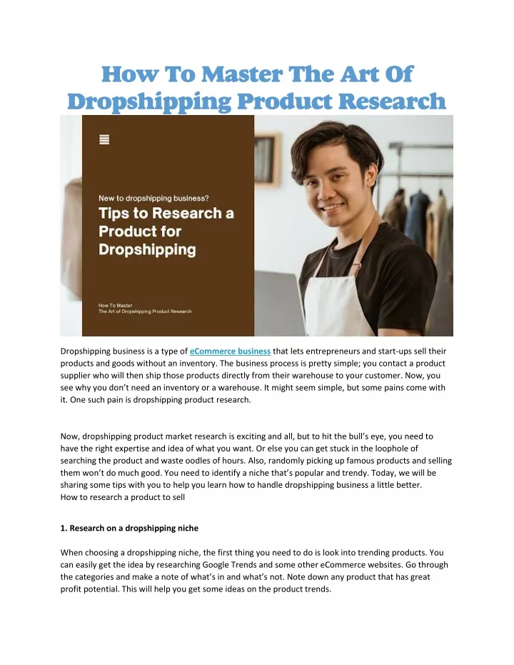 how to master the art of dropshipping product