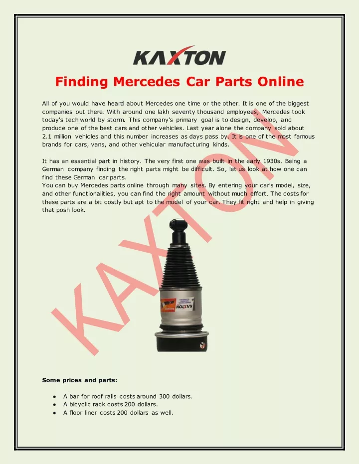 finding mercedes car parts online