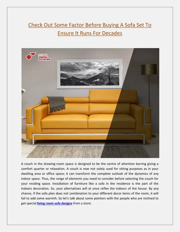 check out some factor before buying a sofa
