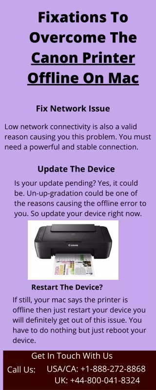 fixations to overcome the canon printer offline