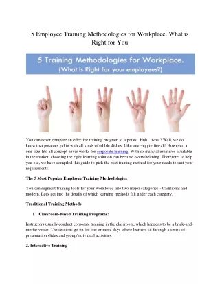5 employee training methodologies for workplace