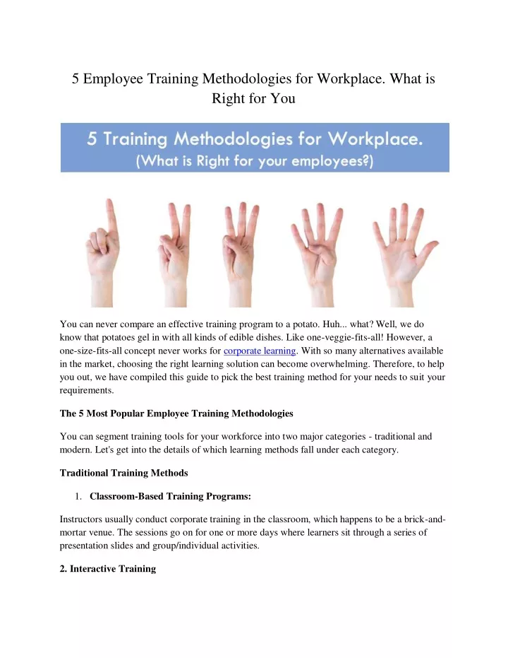 5 employee training methodologies for workplace