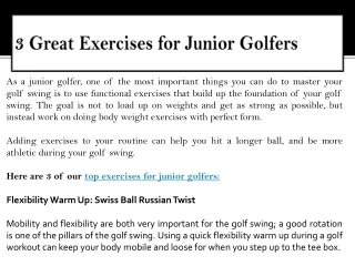 3 Great Exercises for Junior Golfers