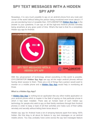 spy text messages with a hidden spy app