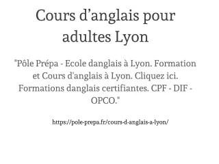 Cours d’anglais pour adultes Lyon
