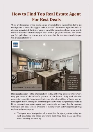 how to find top real estate agent for best deals