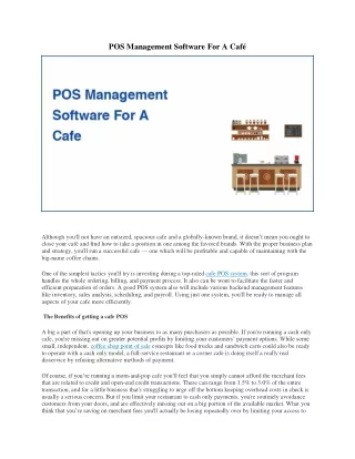 POS Management Software For A Cafe