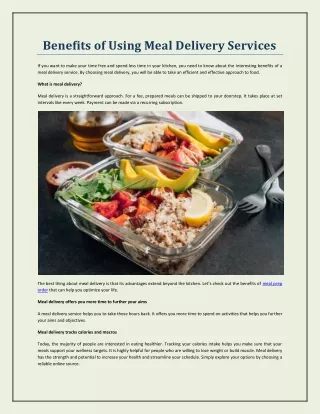 benefits of using meal delivery services
