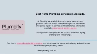Best Home Plumbing Services in Adelaide.
