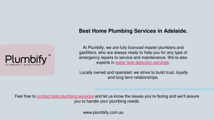 best home plumbing services in adelaide