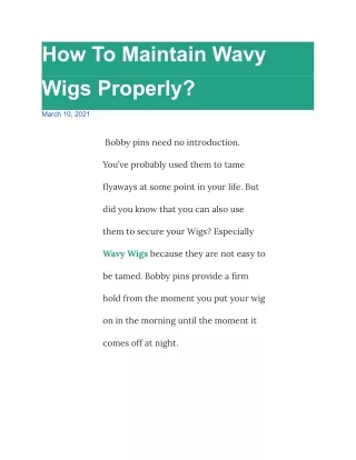 how to maintain wavy