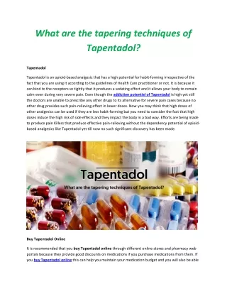 What are the tapering techniques of Tapentadol?