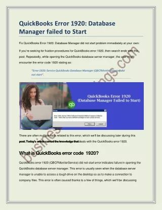quickbooks error 1920 database manager failed to start