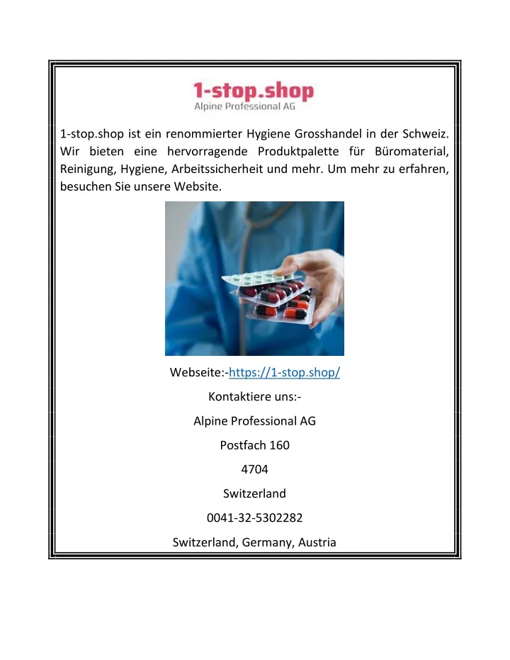 1 stop shop ist ein renommierter hygiene