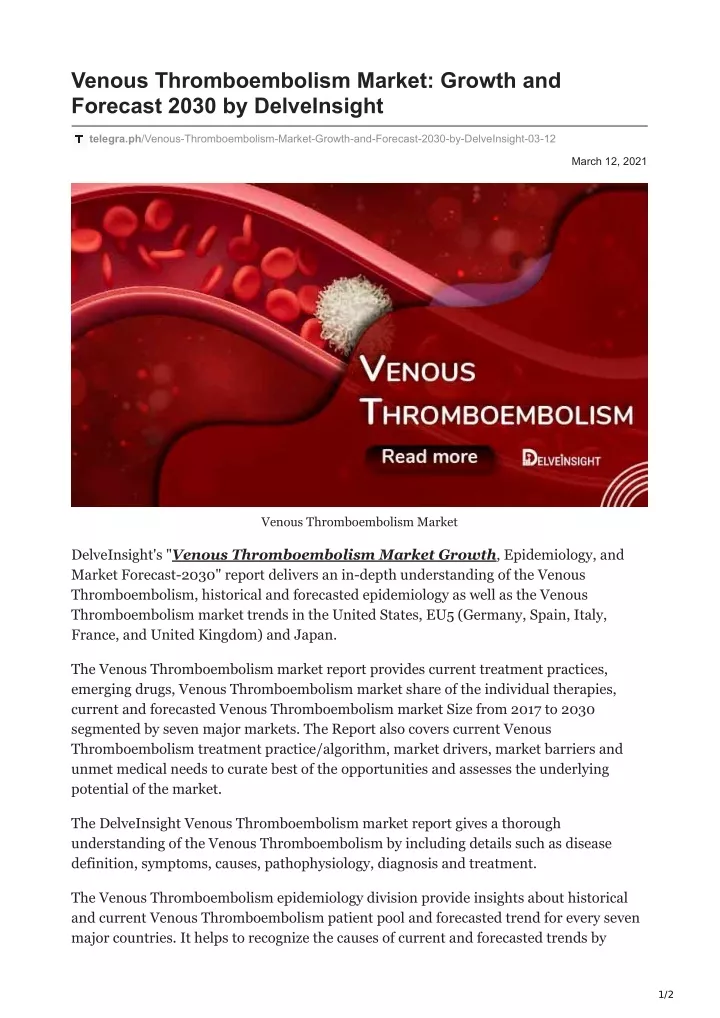 venous thromboembolism market growth and forecast