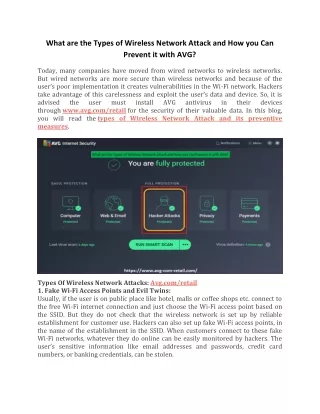 what are the types of wireless network attack
