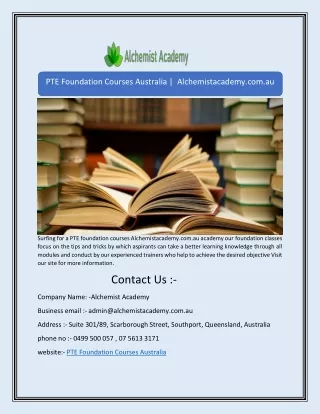 pte foundation courses australia alchemistacademy