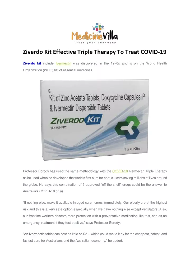 ziverdo kit effective triple therapy to treat