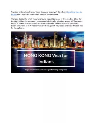 Hong Kong visas for Indians