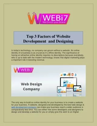 Top 3 Factors of Website Development  and Designing