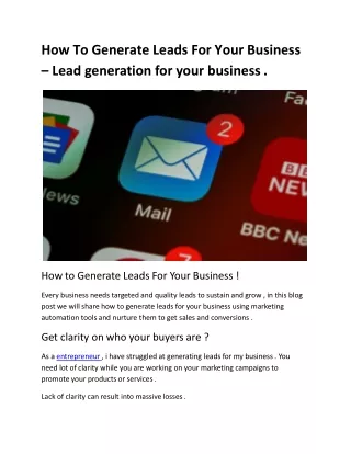 how to generate leads for your business