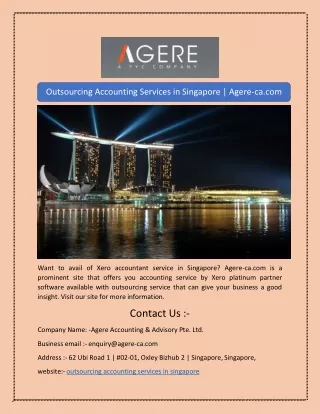 Outsourcing Accounting Services in Singapore | Agere-ca.com