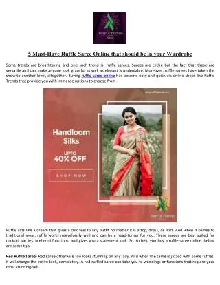 5 must have ruffle saree online that should