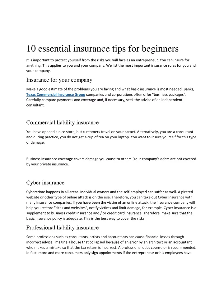 10 essential insurance tips for beginners