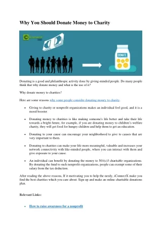 why you should donate money to charity