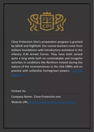close protection one s preparation program