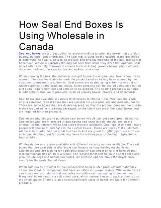 how seal end boxes is using wholesale in canada