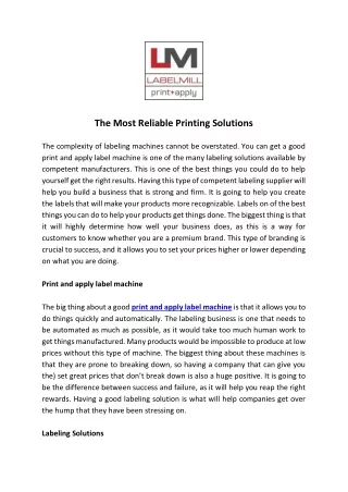 the most reliable printing solutions