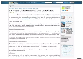 Get Pressure Cooker Online With Good Safety Feature