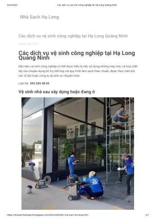 Các dịch vụ vệ sinh công nghiệp tại Hạ Long Quảng Ninh