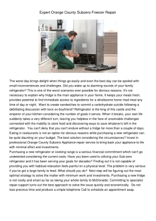 expert orange county subzero freezer repair