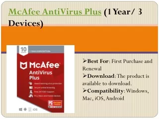 mcafee antivirus plus 1 year 3 devices