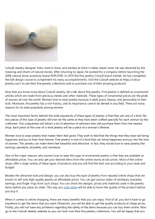 colour jewelry designer yoko lived in soho