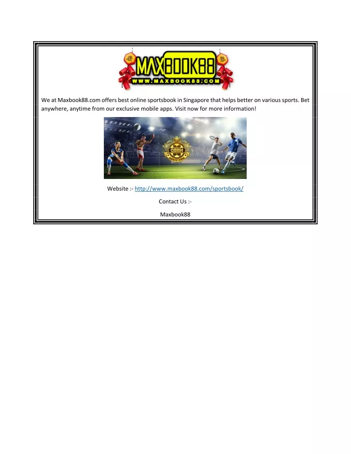 we at maxbook88 com offers best online sportsbook