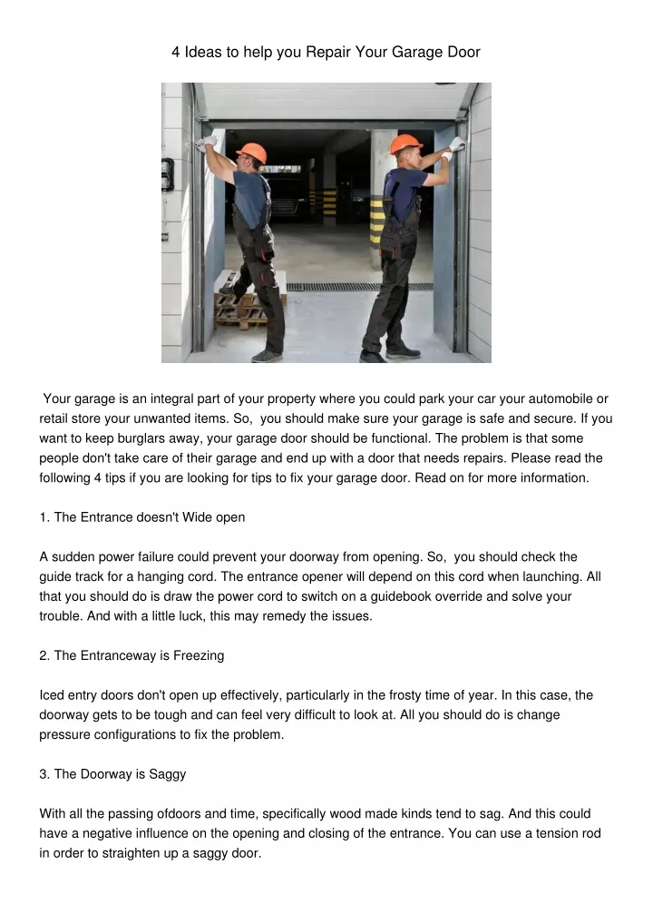 4 ideas to help you repair your garage door