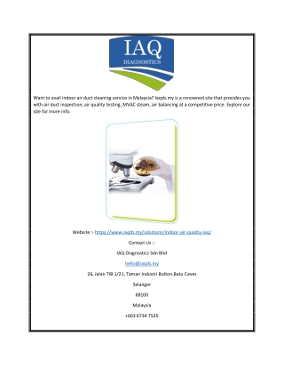 Indoor Air Quality Testing Services | Iaqds.my