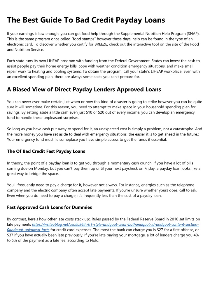the best guide to bad credit payday loans