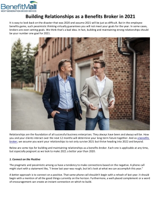building relationships as a benefits broker