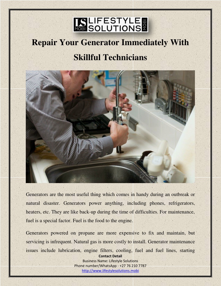 repair your generator immediately with