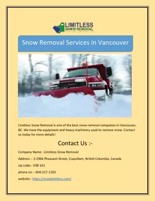 snow removal services in vancouver