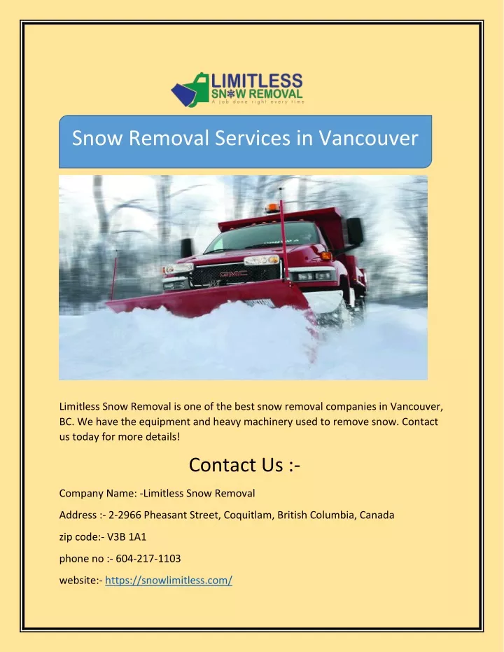 snow removal services in vancouver