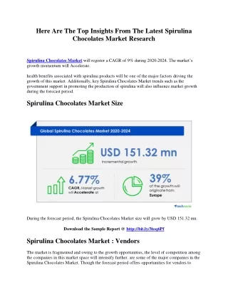 Here Are The Top Insights From The Latest Spirulina Chocolates Market Research