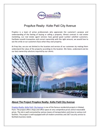 Propace Realty - Kolte Patil City Avenue