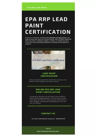 Online EPA RRP Lead Paint Certification